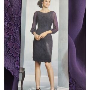 Signature by Alfred Angelo purple formal dress sz 16W NWT lace wedding evening
